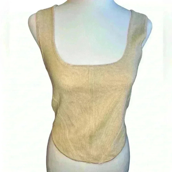 House of Harlow 1960 Cami  Tank Top Scoop Neck Sleeveless Pullover Beige Size M - Picture 1 of 5